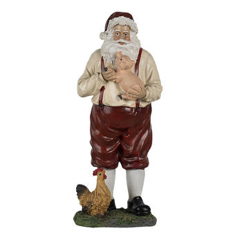 HAES DECO - Kerstman deco Figuur 11x9x27 cm - Rood - Kerst Figuur, Kerstdecoratie