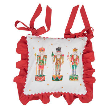 HAES DECO - Kerst Kussenhoes 40x40 cm - Wit - Collectie: Happy Little Christmas - Sierkussen, Kussenhoes