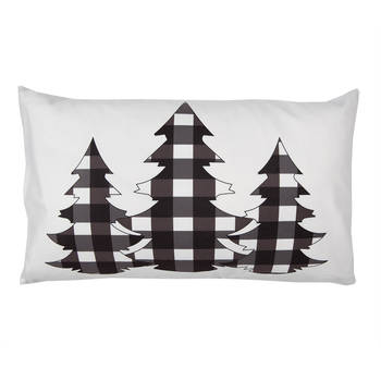 HAES DECO - Kerst Kussenhoes 30x50 cm - Wit - Collectie: Black & White X-Mas - Sierkussen, Kussenhoes