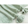 Amelie Home - Milky Powder Pluche Deken Met Kwastjes - Salie groen - 130x150 cm