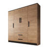 Meubella Kledingkast Madera 3 - Eiken - Zwart - 201 cm