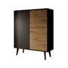 Meubella Dressoir Palladium - Eiken - Zwart - 104 cm - Hoog