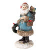 Clayre & Eef Kerstdecoratie Beeld Kerstman 15 cm Blauw Polyresin Kerstfiguren Blauw Kerstfiguren