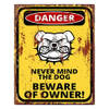 Clayre & Eef Tekstbord 20x25 cm Geel Ijzer Hond Warning Wandbord Geel Wandbord