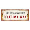 Clayre & Eef Tekstbord 50x20 cm Wit Rood Ijzer Rechthoek Be Reasonable! Do It My Way Wandbord Wit Wandbord