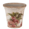 Clayre & Eef Bloempot Ø 9x8 cm Beige Roze Keramiek Bloemen Bloempot Binnen Beige Bloempot Binnen