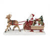 Clayre & Eef Beeld Kerstman Slee 41x11x19 cm Rood Polyresin Kerstdecoratie Rood Kerstdecoratie