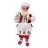 Clayre & Eef Beeld Kerstman 28 cm Rood Textiel op kunststof Beeld Kerstmis Rood Beeld Kerstmis