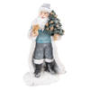 HAES DECO - Kerstman deco Figuur 11x9x21 cm - Grijs - Kerst Figuur, Kerstdecoratie