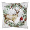 HAES DECO - Kerst Kussenhoes 45x45 cm - Groen - Collectie: Romantic Christmas - Sierkussen, Kussenhoes