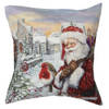 HAES DECO - Kerst Kussenhoes 45x45 cm - Wit - Collectie: Santa Red - Sierkussen, Kussenhoes