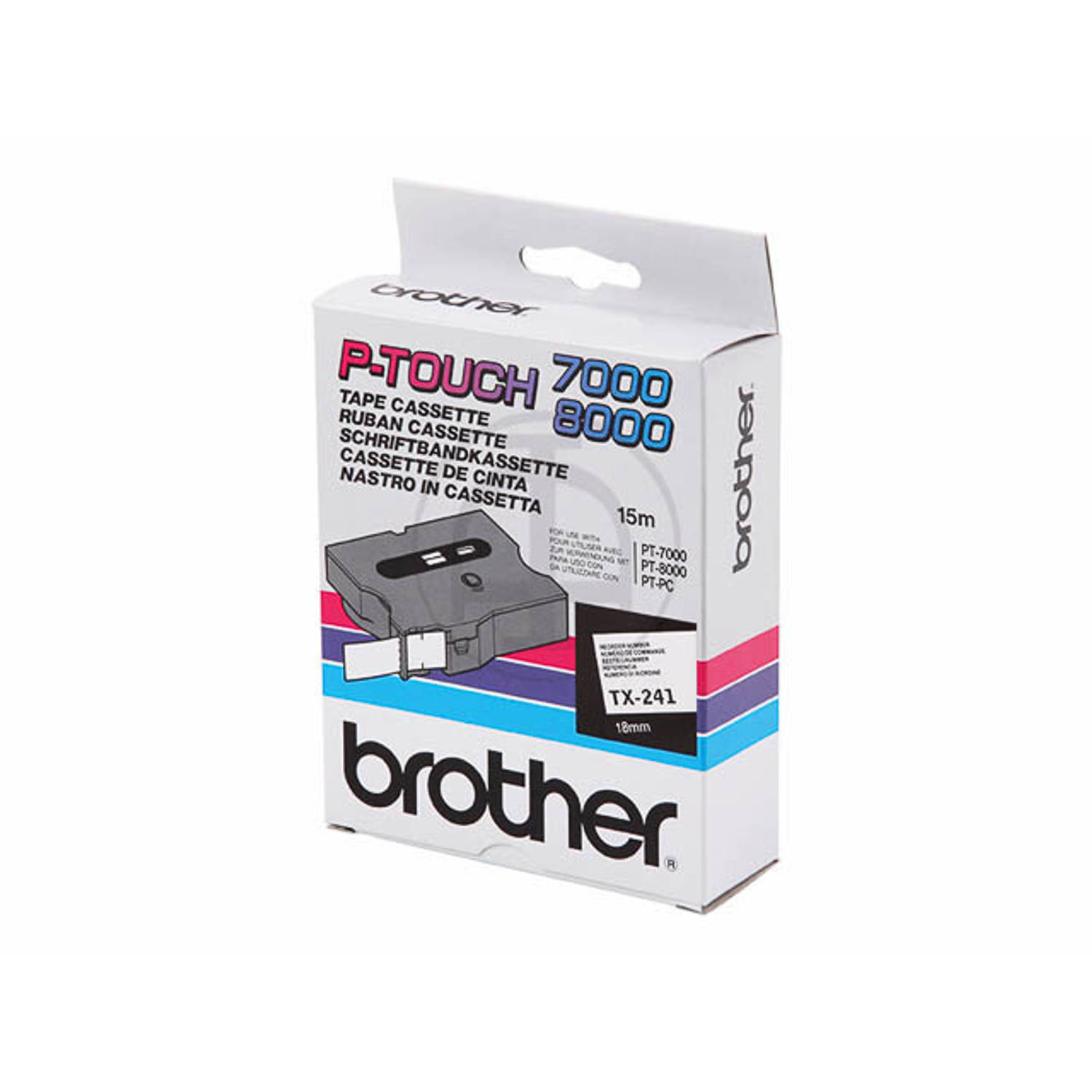 Brother TX-241 labelprinter-tape Zwart op wit