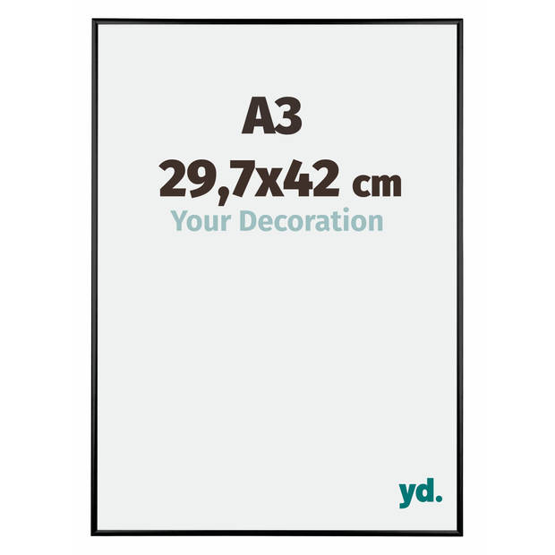 Fotolijst 29,7x42cm A3 Zwart Hoogglans Aluminium Kent