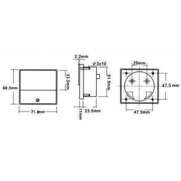 ANALOGE PANEELMETER VOOR DC STROOMMETINGEN 3A DC / 70 x 60mm