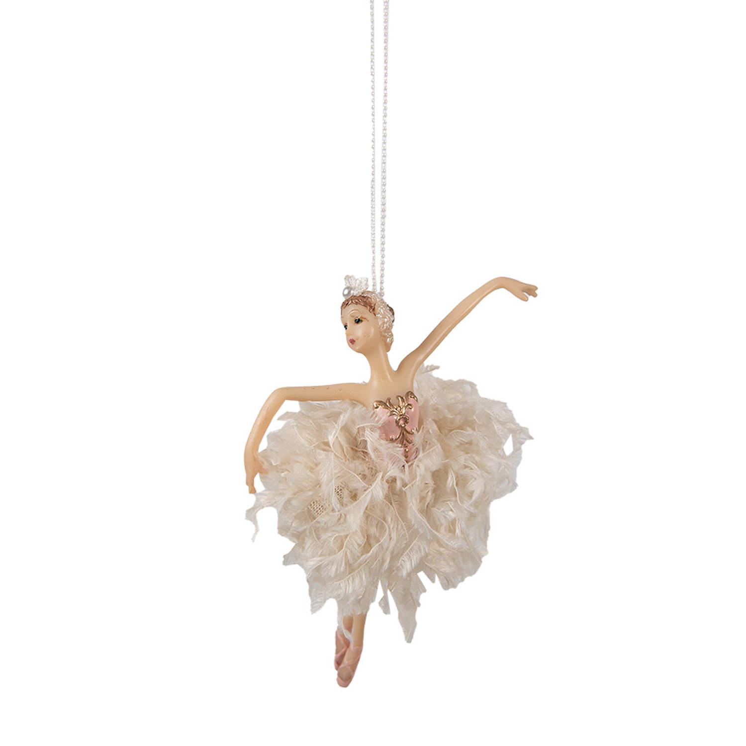 HAES DECO - Kersthanger Ballerina - Formaat 11x2x15 cm - Kleur Roze - Materiaal Polyresin - Kerstversiering, Kerstdecoratie, Decoratie Hanger, Kerstboomversiering