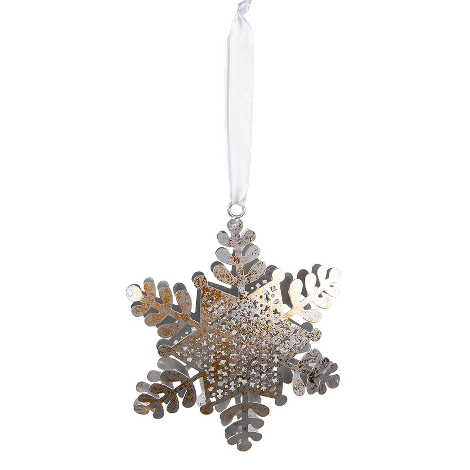 HAES DECO - Kersthanger Sneeuwvlok 13x2x16 cm - Zilverkleurig - Kerstdecoratie, Decoratie Hanger, Kerstboomversiering