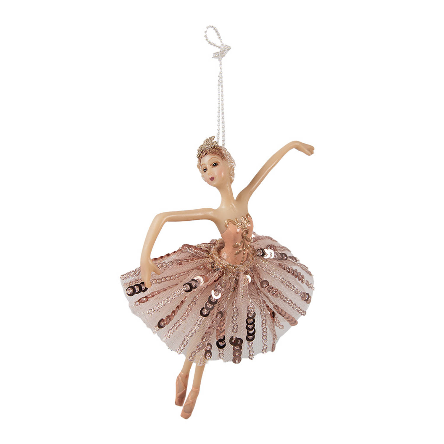 HAES DECO - Kersthanger Ballerina 11x2x15 cm - Roze - Kerstdecoratie, Decoratie Hanger, Kerstboomversiering
