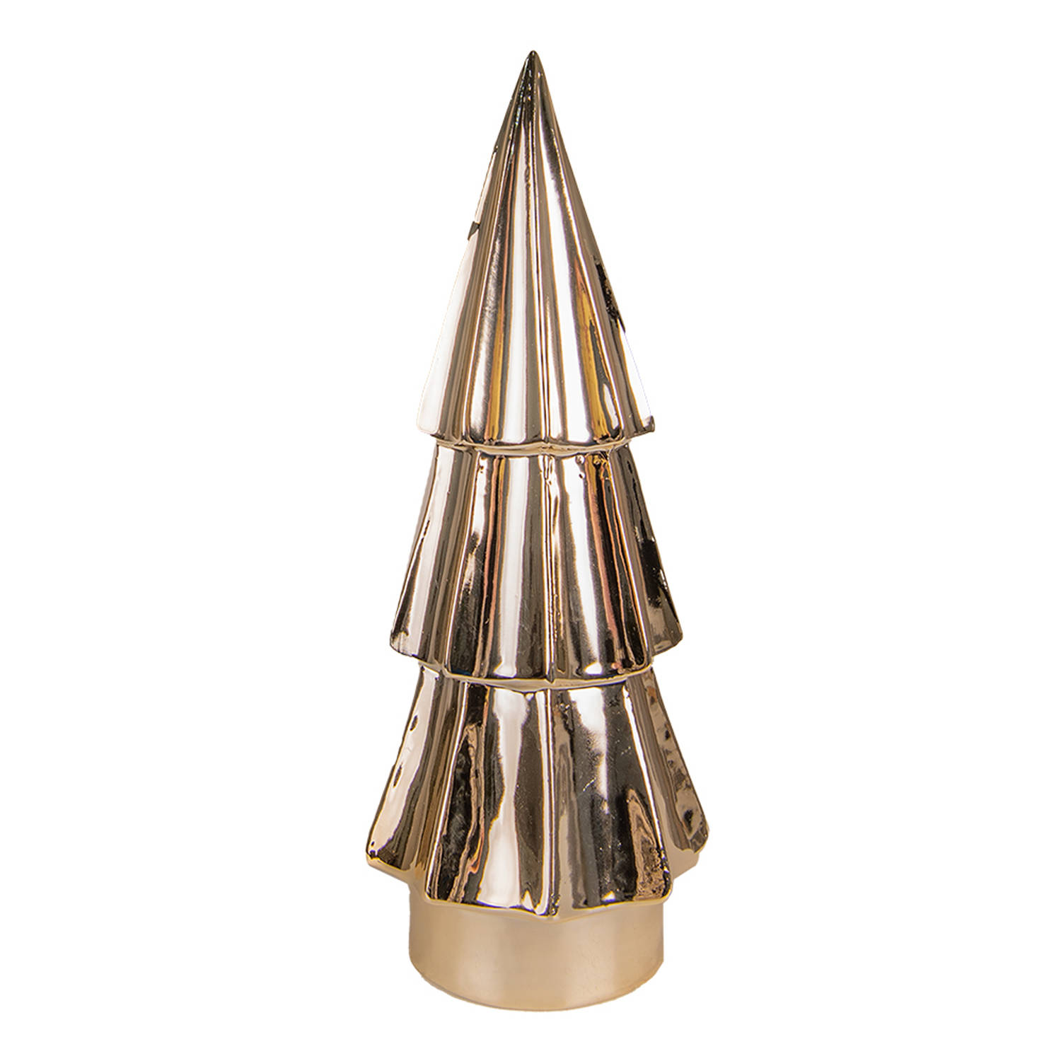 HAES DECO - Decoratieve Kerstboom - Formaat Ø 6x16 cm - Kleur Goudkleurig - Materiaal Porselein - Kerstversiering, Kerstdecoratie