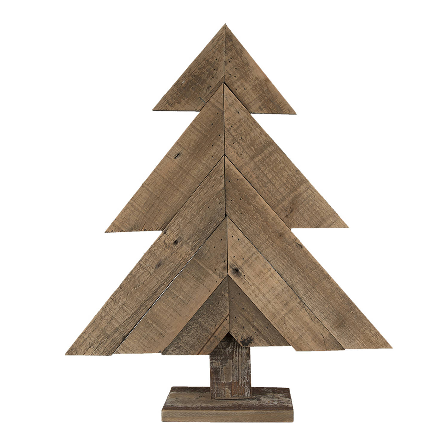 HAES DECO - Decoratieve Kerstboom - Formaat 48x10x56 cm - Kleur Bruin - Materiaal Hout - Kerstversiering, Kerstdecoratie
