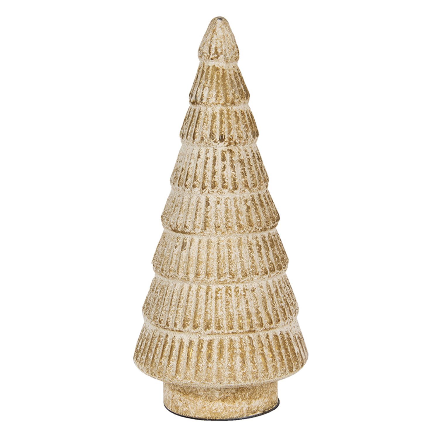 HAES DECO - Decoratieve Kerstboom - Formaat Ø 15x31 cm - Kleur Goudkleurig - Materiaal Glas - Kerstversiering, Kerstdecoratie