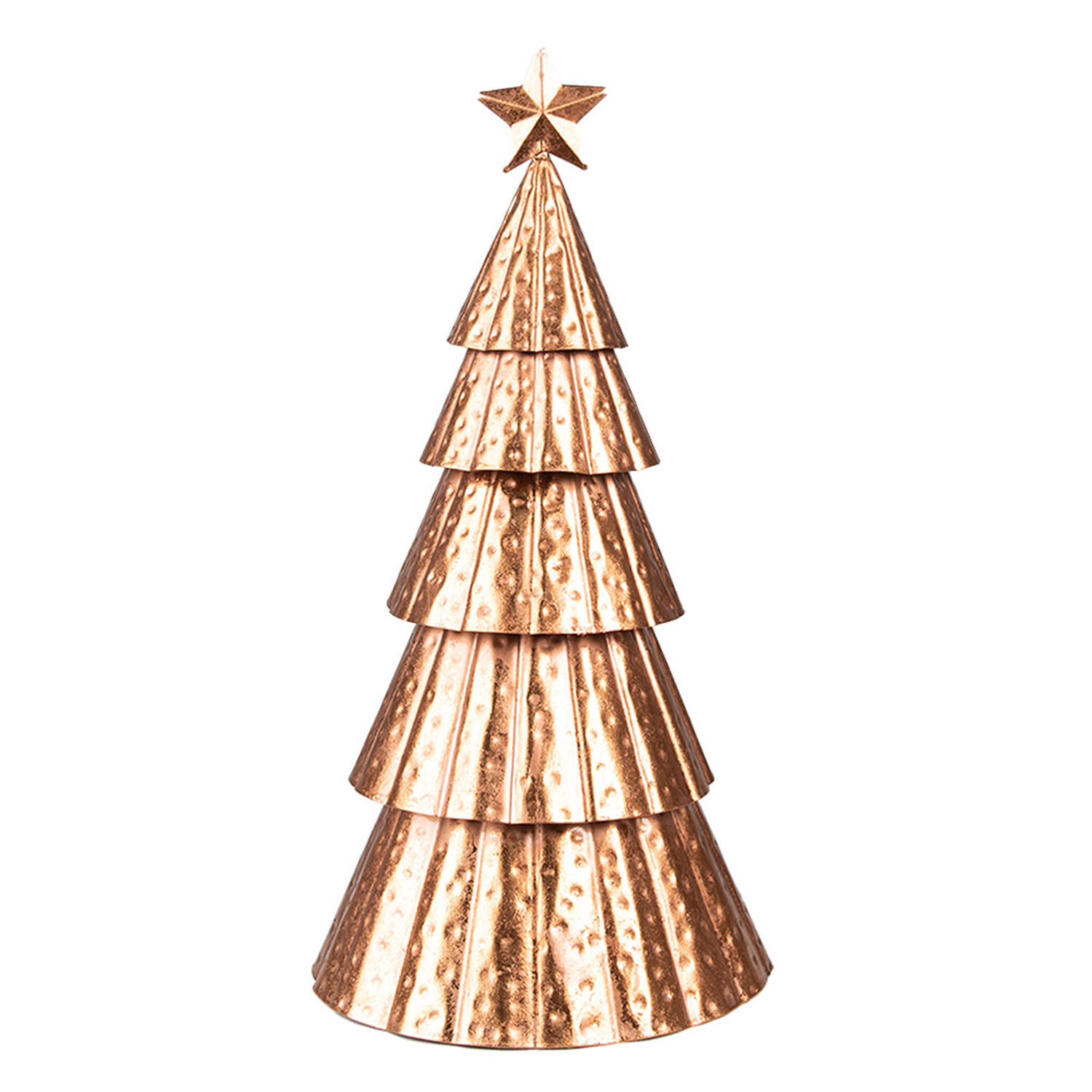HAES DECO - Decoratieve Kerstboom - Formaat Ø 18x38 cm - Kleur Koperkleurig - Materiaal Ijzer - Kerstversiering, Kerstdecoratie