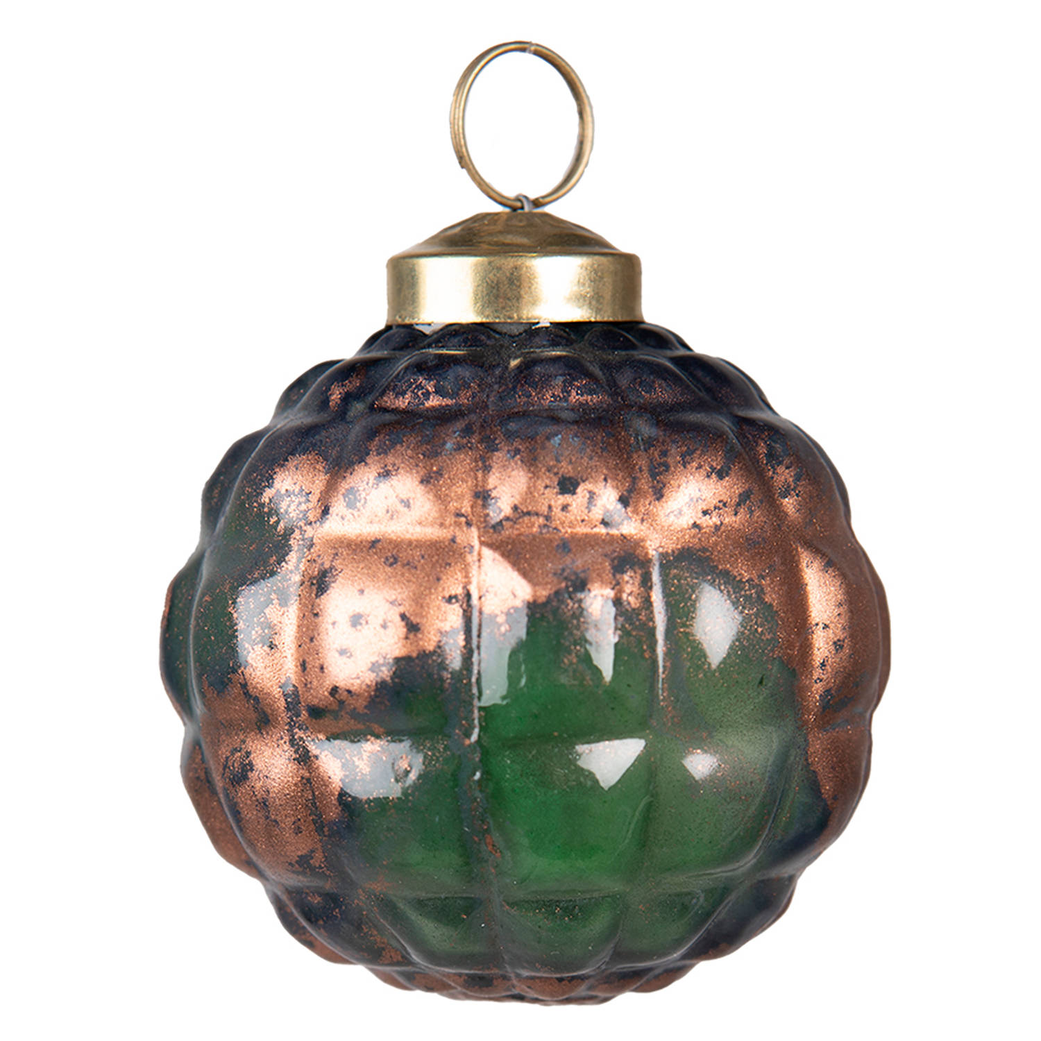 HAES DECO - Kerstbal - Formaat Ø 7x7 cm - Kleur Groen - Materiaal Glas - Kerstversiering, Kerstdecoratie, Decoratie Hanger, Kerstboomversiering