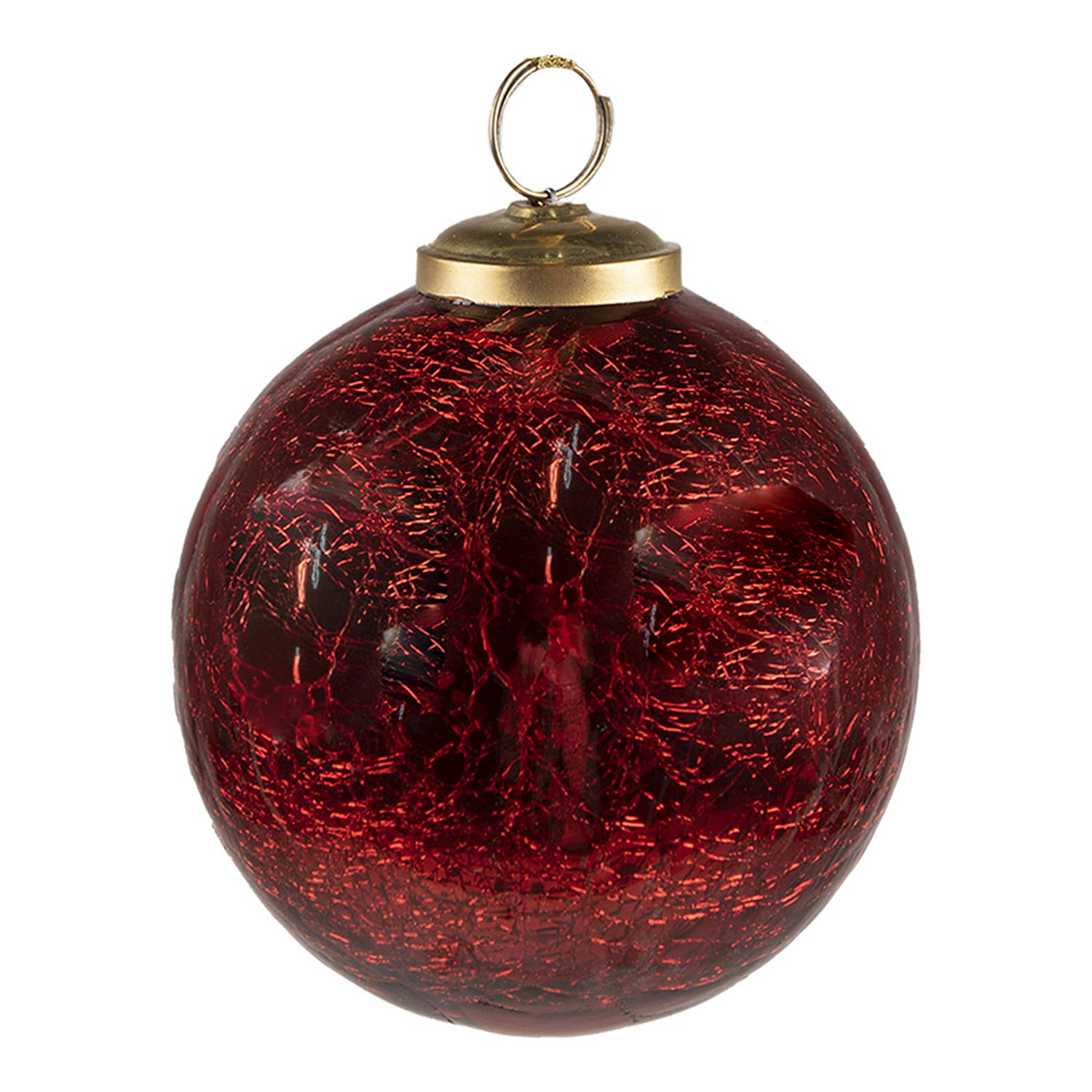 HAES DECO - Kerstbal - Formaat Ø 7x8 cm - Kleur Rood - Materiaal Glas - Kerstversiering, Kerstdecoratie, Decoratie Hanger, Kerstboomversiering