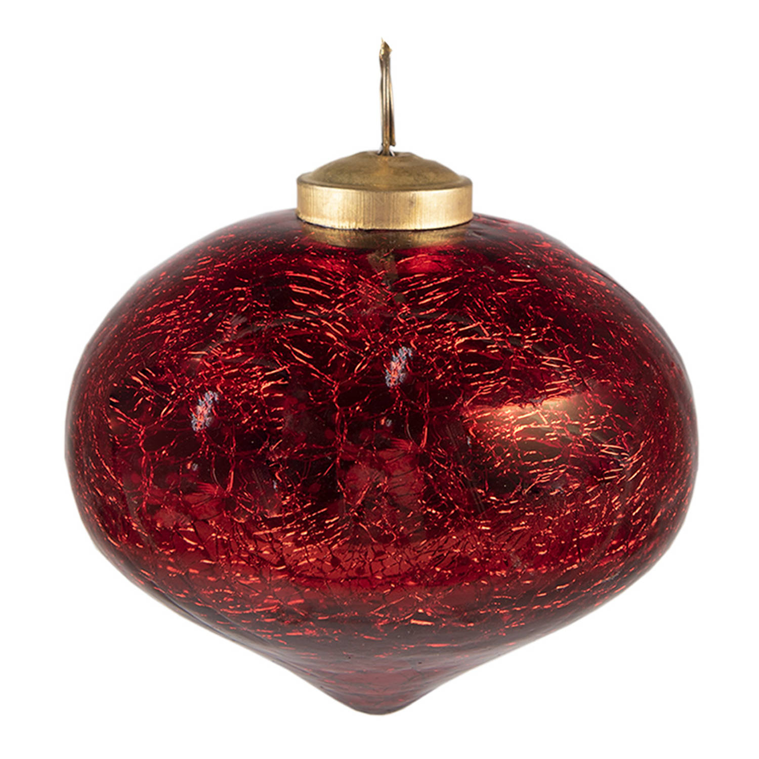 HAES DECO - Kerstbal - Formaat Ø 9x9 cm - Kleur Rood - Materiaal Glas - Kerstversiering, Kerstdecoratie, Decoratie Hanger, Kerstboomversiering