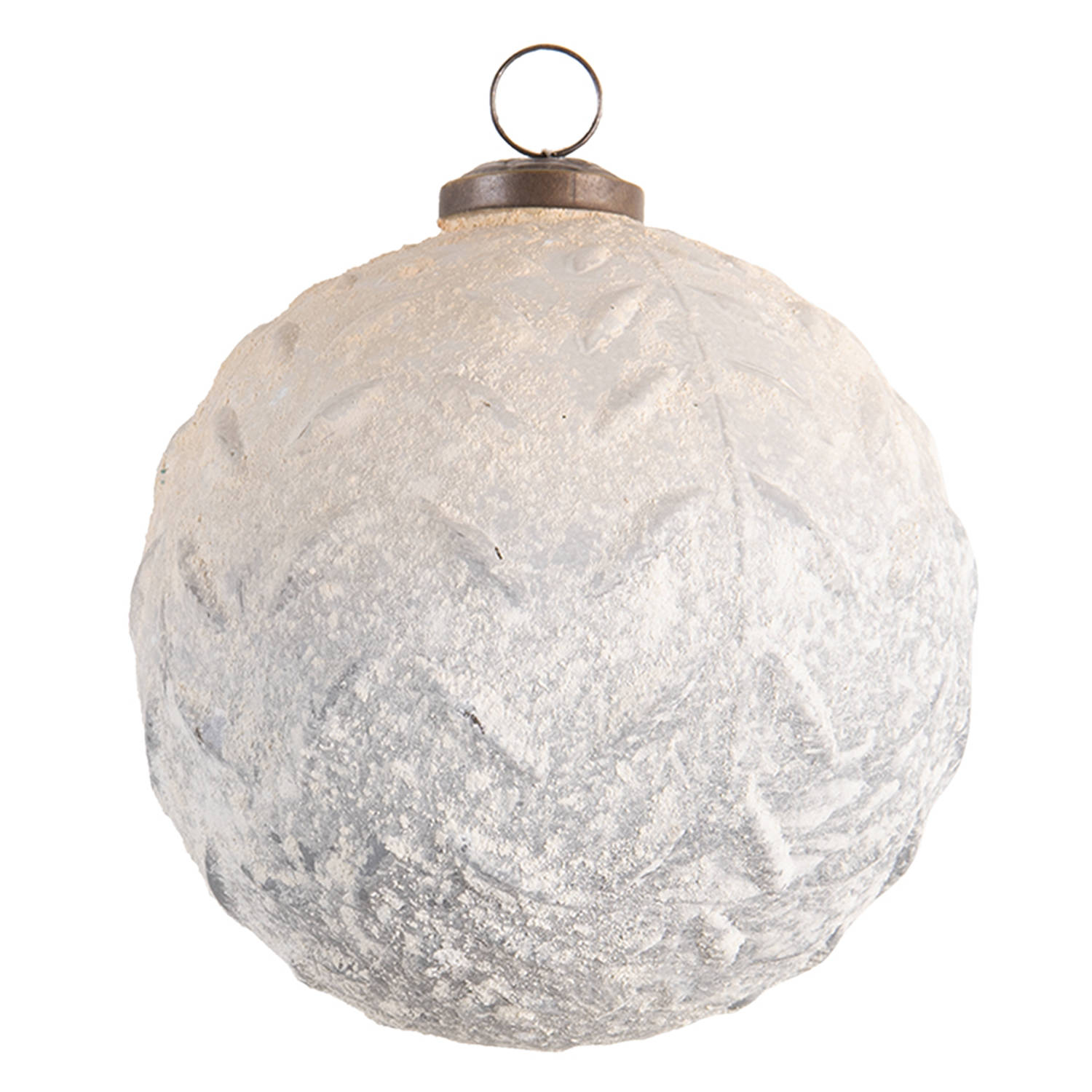 HAES DECO - Kerstbal Groot XL - Formaat Ø 12 cm - Kleur Wit - Materiaal Glas - Kerstversiering, Kerstdecoratie, Decoratie Hanger, Kerstboomversiering