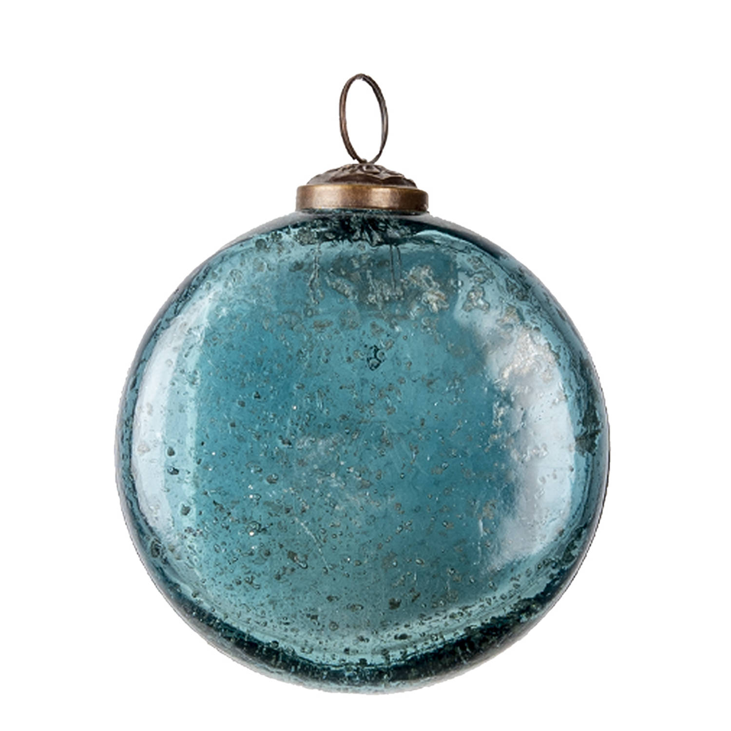 HAES DECO - Kerstbal - Formaat Ø 10x10 cm - Kleur Blauw - Materiaal Glas - Kerstversiering, Kerstdecoratie, Decoratie Hanger, Kerstboomversiering