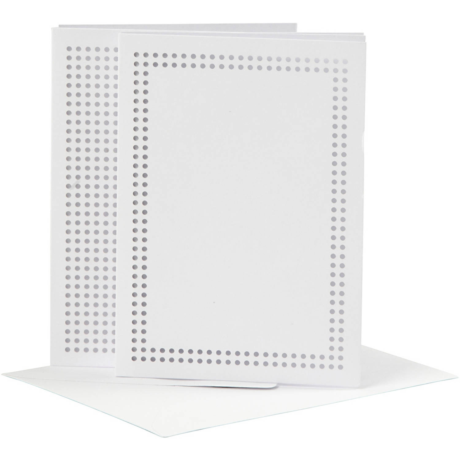 Creotime borduurkaarten met enveloppen karton wit 6 stuks