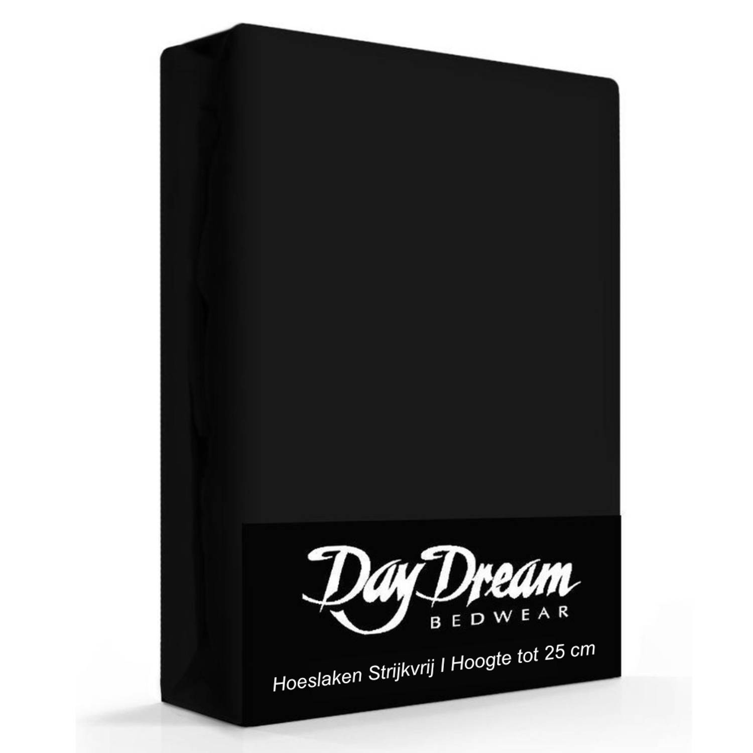 Day Dream hoeslaken - strijkvrij - katoen - 120 x 200 - Zwart
