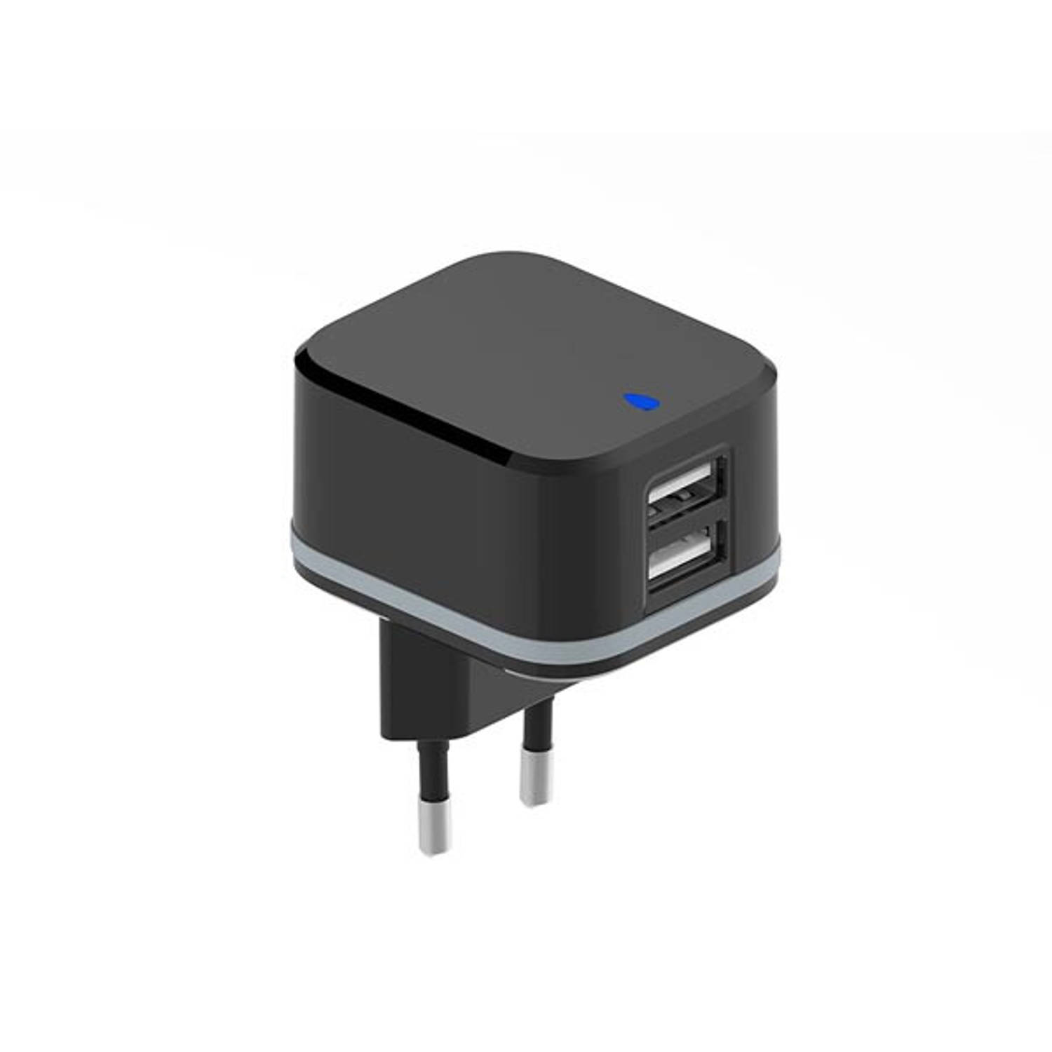 COMPACTE LADER MET 2 USB-AANSLUITINGEN - 5 V - 4.8 A max. - 24 W max. - ZWART