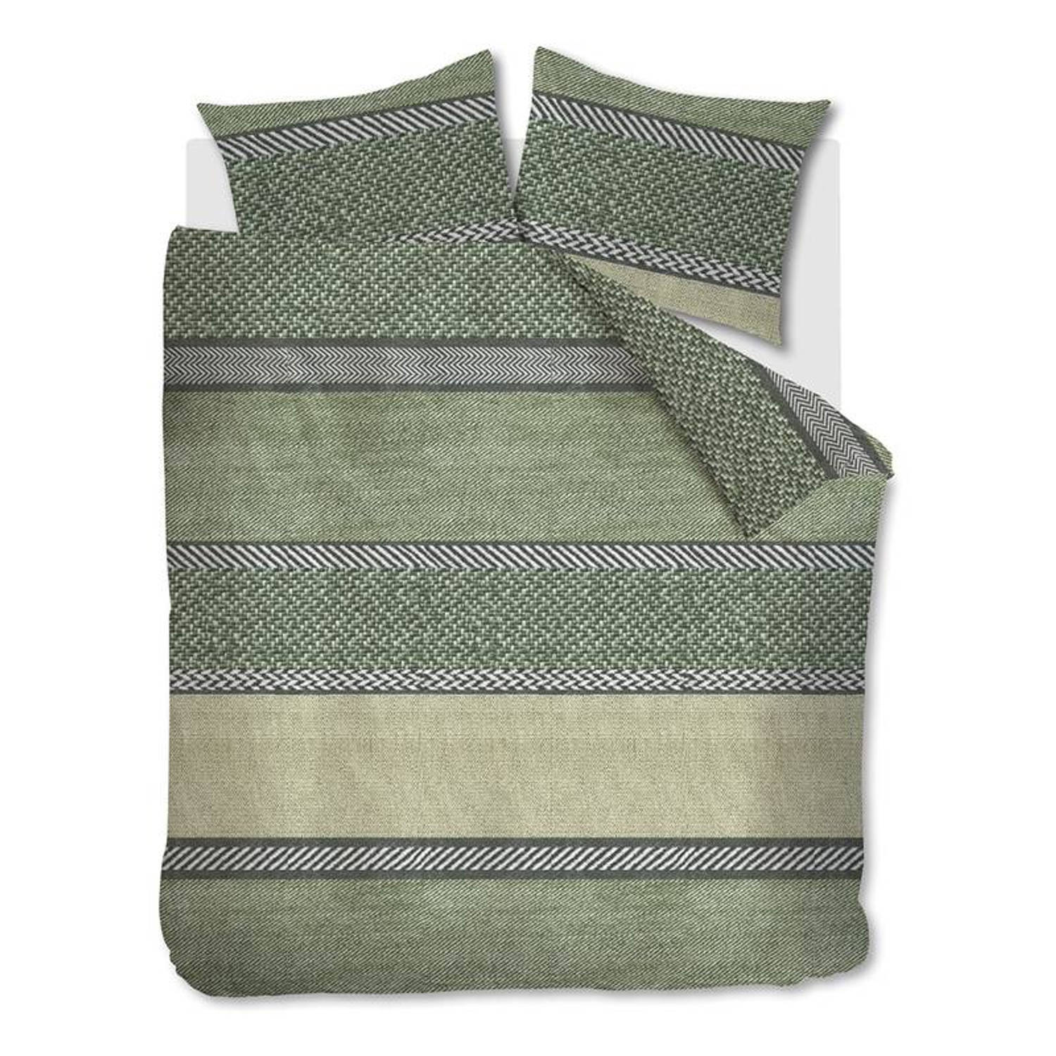 Snoozing Doreen - Flanel - Dekbedovertrek - Tweepersoons - 200x200/220 cm - Groen