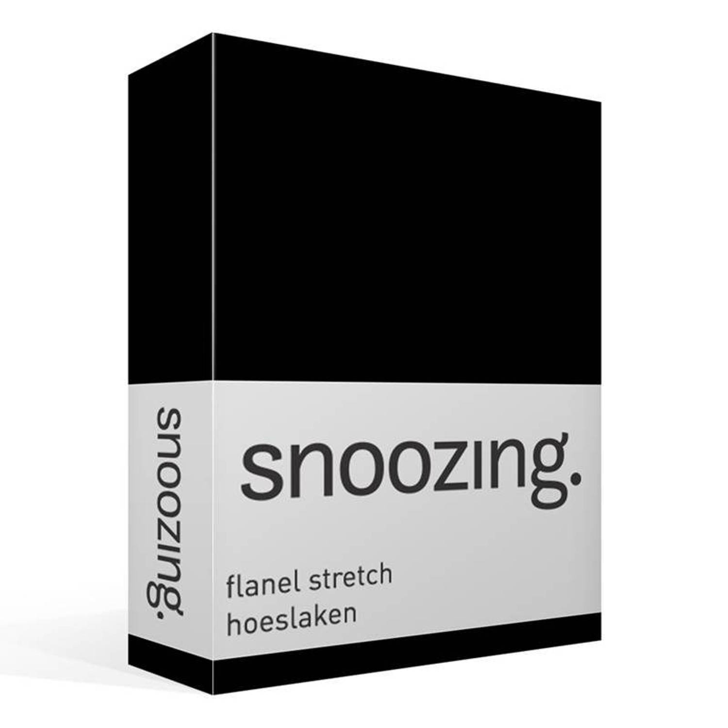 Snoozing stretch flanel hoeslaken - Tweepersoons - Zwart