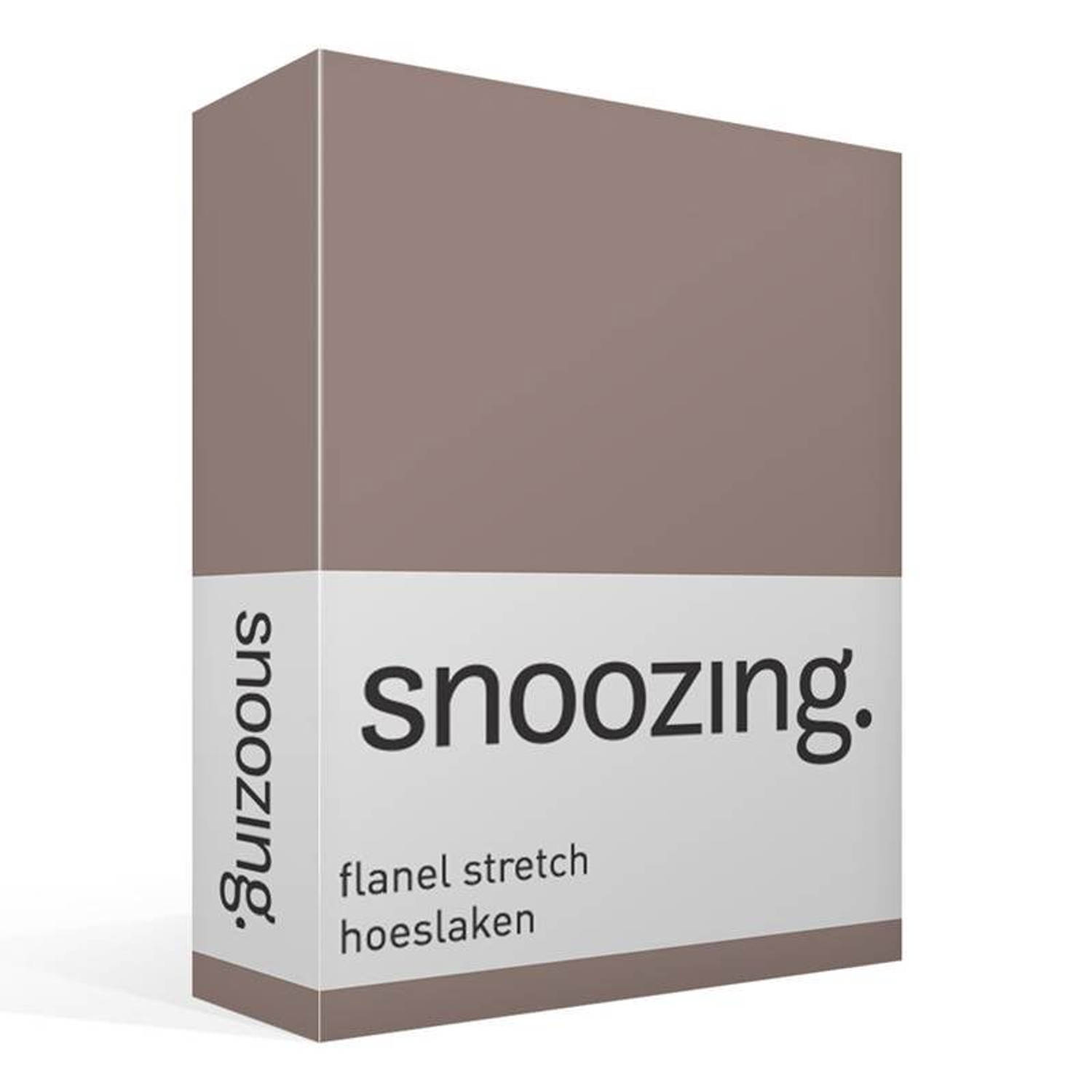 Snoozing stretch flanel hoeslaken - Tweepersoons - Taupe