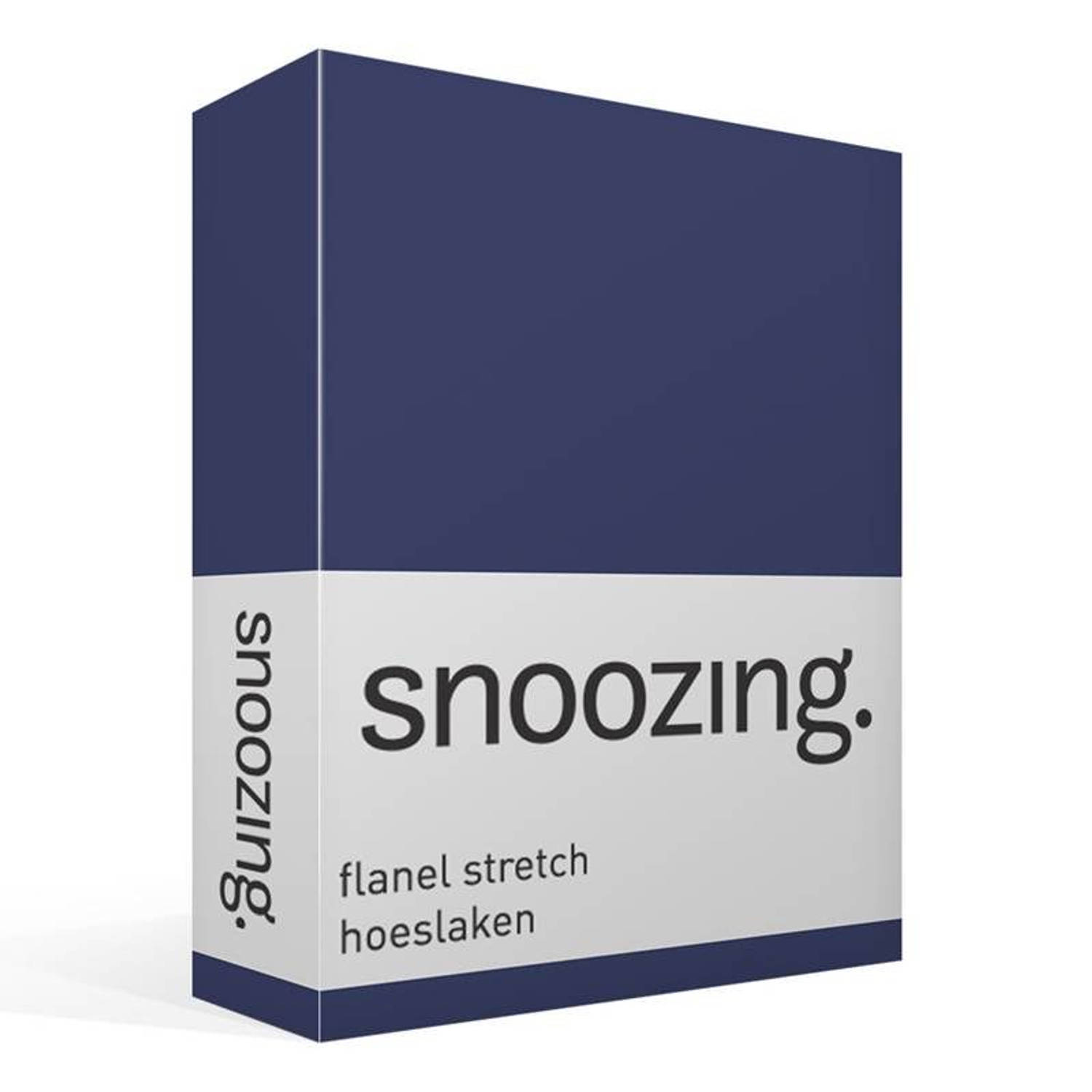 Snoozing stretch flanel hoeslaken - Tweepersoons - Navy