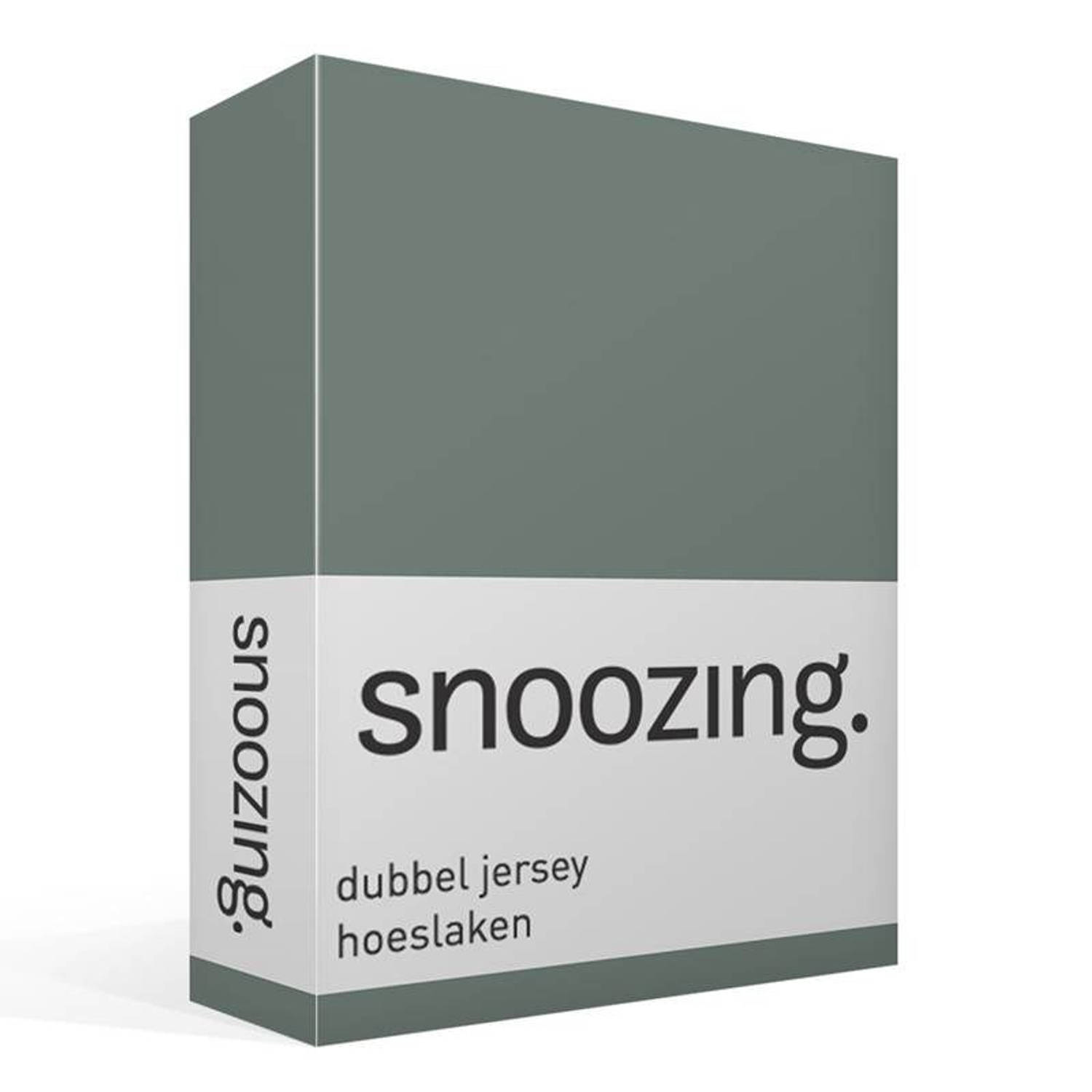 Snoozing Dubbel Jersey - Hoeslaken - Lits-jumeaux - 180x200/220 cm - Groen