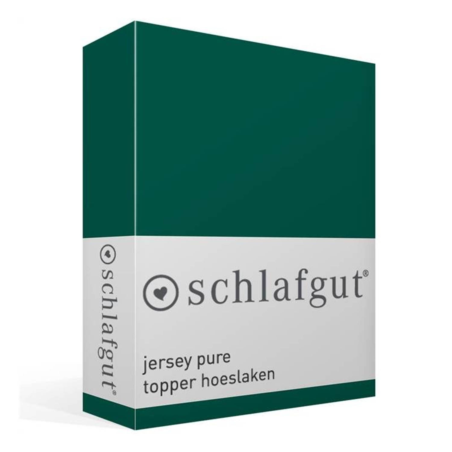 Schlafgut Jersey Pure topper hoeslaken - Eenpersoons - Green Deep