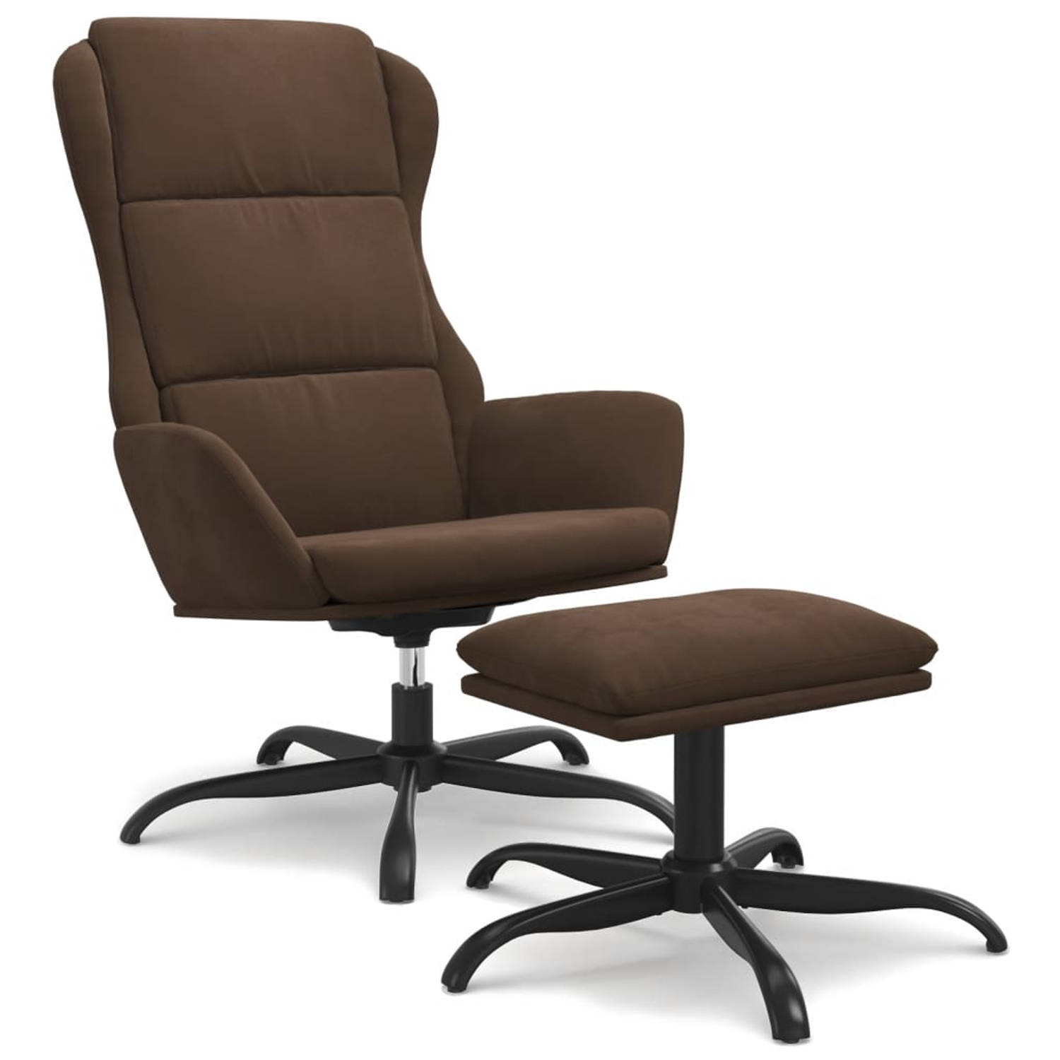 The Living Store Relaxstoel met voetenbank microvezelstof bruin - Fauteuil