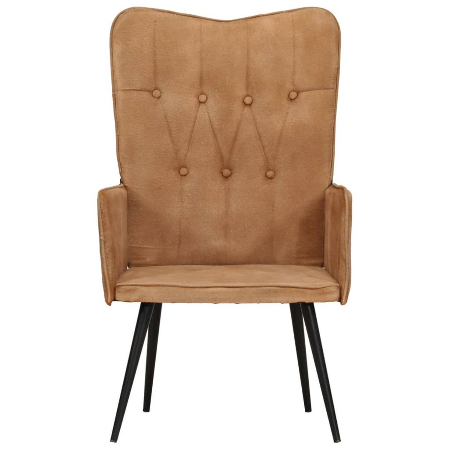 The Living Store Fauteuil canvas bruin - Fauteuil