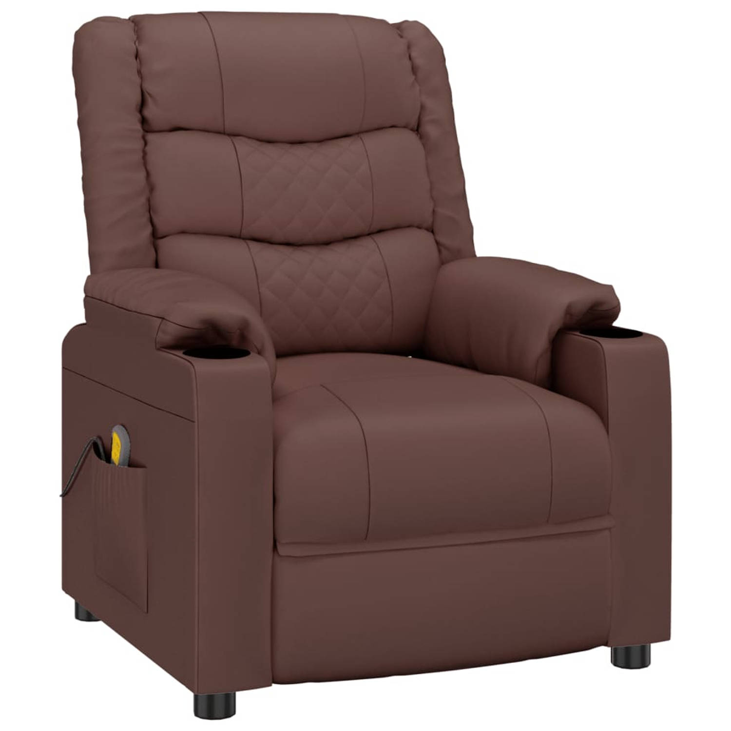 The Living Store Massagestoel kunstleer bruin - Fauteuil