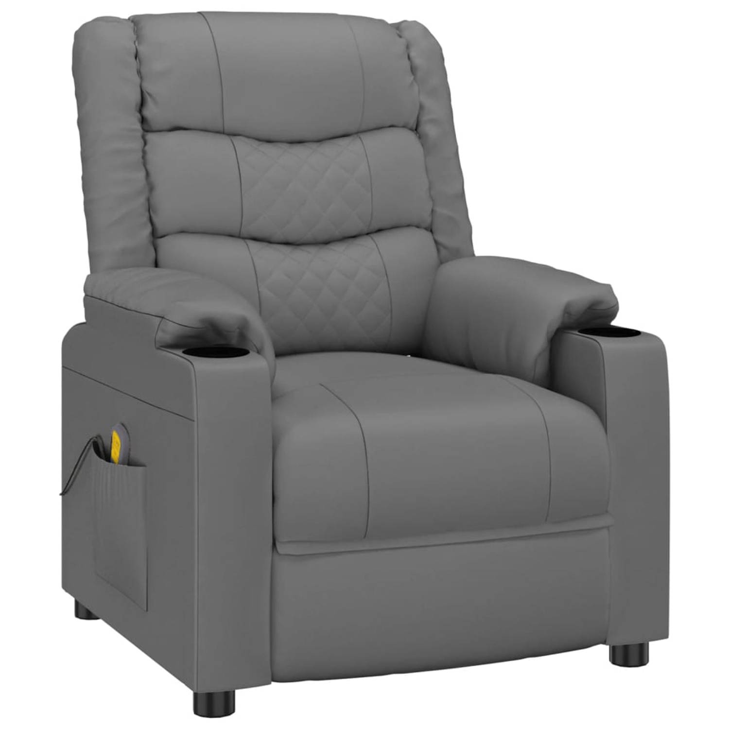 The Living Store Massagestoel kunstleer grijs - Fauteuil