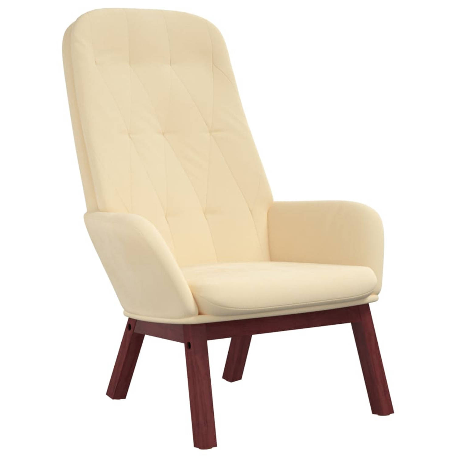 The Living Store Relaxstoel Verona - Fauteuil - Crèmewit Fluweel - Hoogte 98 cm