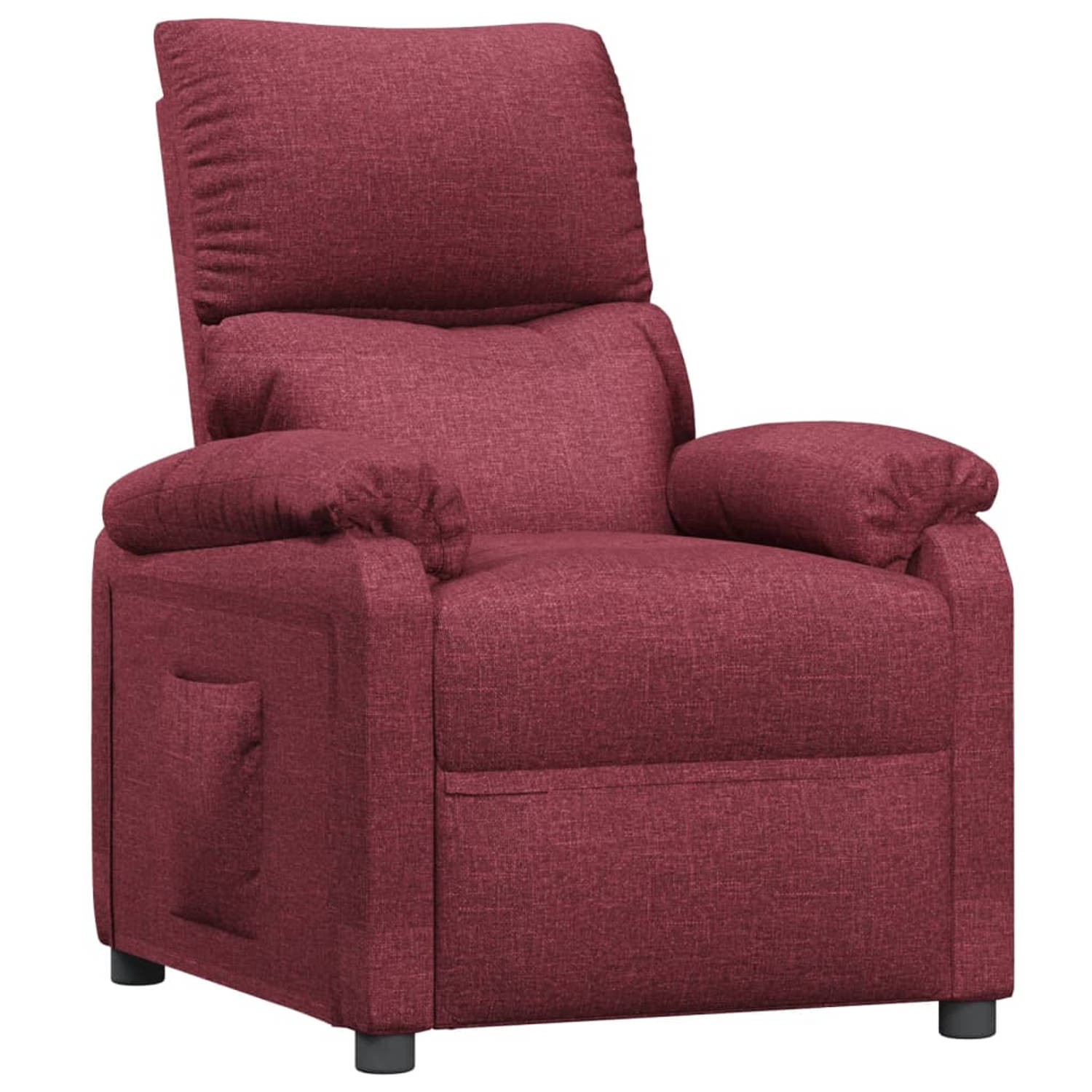 The Living Store Fauteuil verstelbaar stof wijnrood - Fauteuil