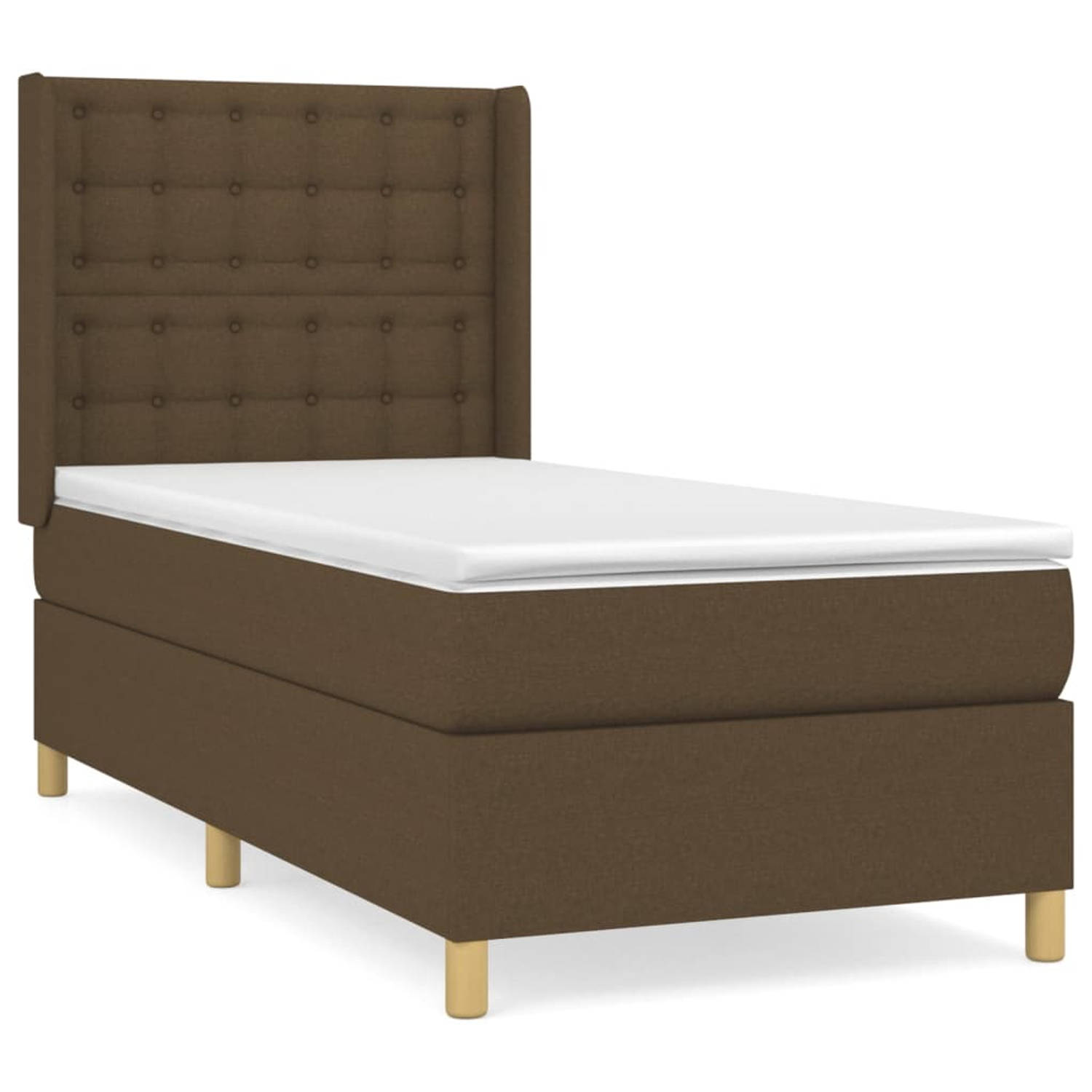 The Living Store Boxspringbed - Comfort - Bed - 203 x 103 x 118/128 cm - Donkerbruin - Pocketvering