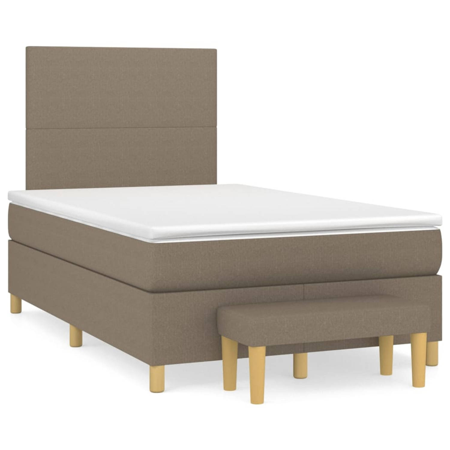 The Living Store Boxspring met matras stof taupe 120x200 cm - Bed