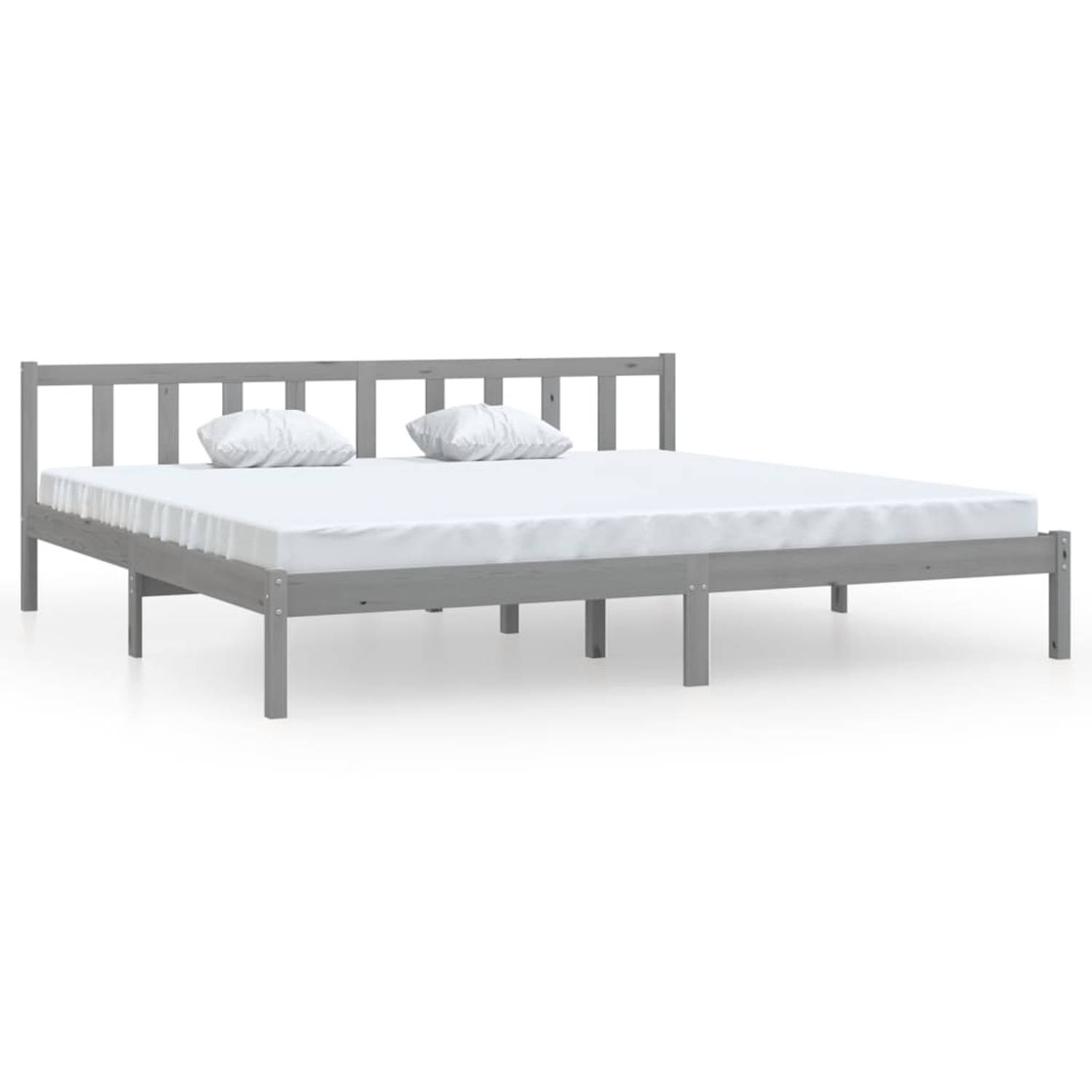 The Living Store Bedframe massief grenenhout grijs 200x200 cm - Bedframe - Bedframe - Bed Frame - Bed Frames - Bed - Bedden - 1-persoonsbed - 1-persoonsbedden - Eenpersoons Bed