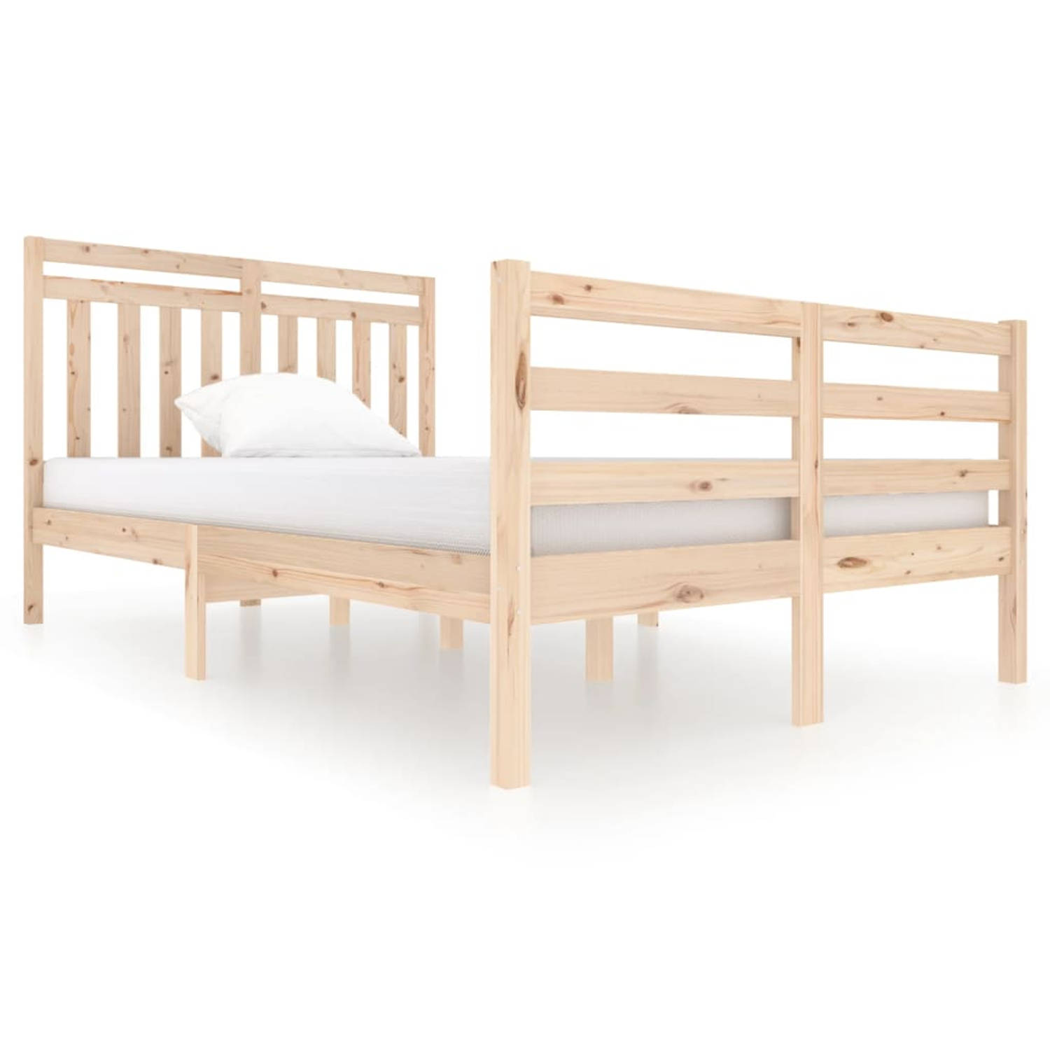 The Living Store Bedframe massief hout 120x200 cm - Bedframe - Bedframes - Tweepersoonsbed - Bed - Bedombouw - Dubbel Bed - Frame - Bed Frame - Ledikant - Bedframe Met Hoofdeinde -