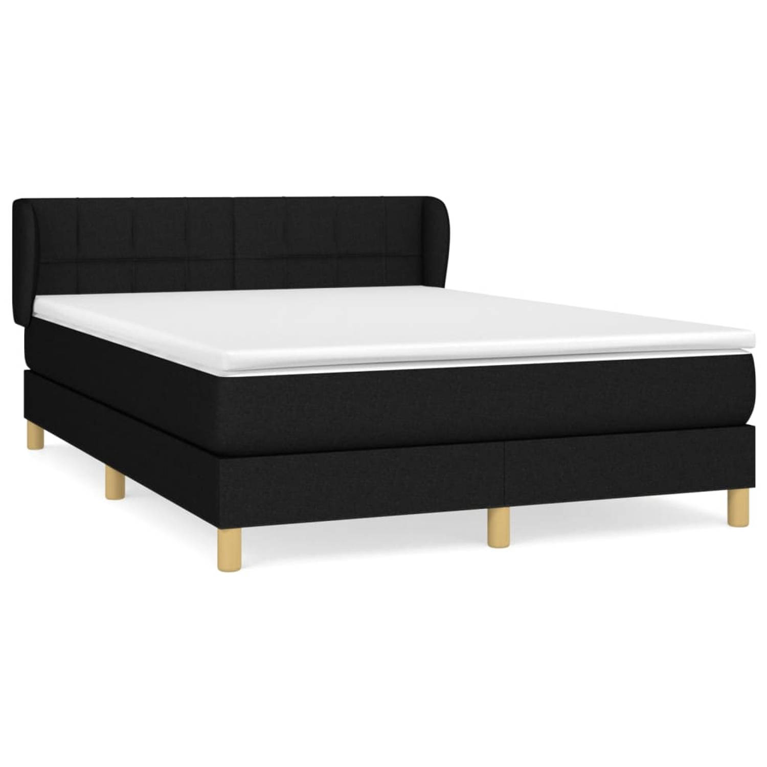 The Living Store Boxspring met matras stof zwart 140x200 cm - Boxspring - Boxsprings - Bed - Slaapmeubel - Boxspringbed - Boxspring Bed - Tweepersoonsbed - Bed Met Matras - Bedfram